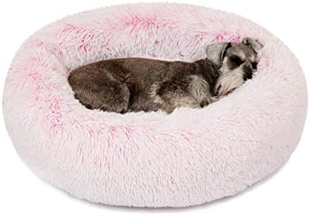 Friends Forever Calming Donut Dog Bed, Medium, Pink, 30"x30"x7"