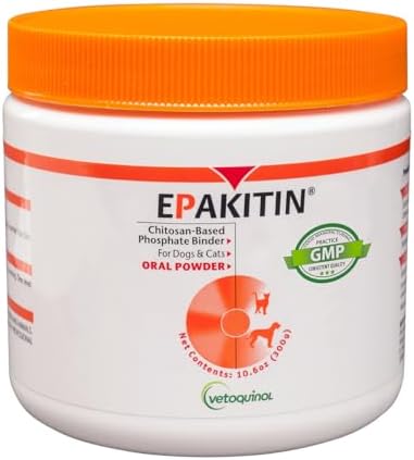 Vetoquinol Epakitin Chitosin-Based Phosphate Binder for Cats & Dogs – Renal Support Supplement Powder - 300g