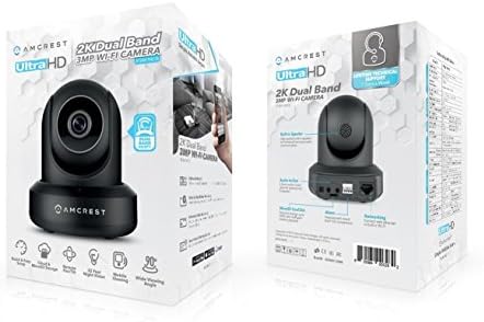 Amcrest UltraHD 2K (3MP/2304TVL) WiFi Video Security IP Camera with Pan/Tilt, Dual Band 5ghz/2.4ghz, Two-Way Audio, 3-Megapixel @ 20FPS, Wide 90° Viewing Angle and Night Vision IP3M-941B (Black)