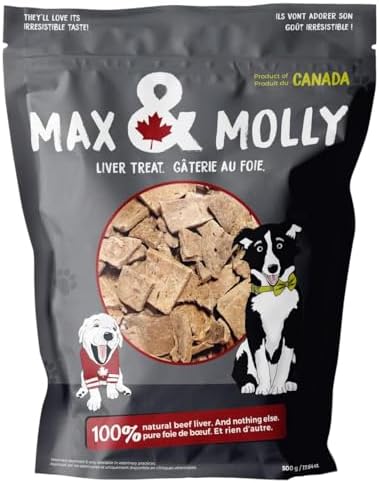 Max & Molly Freeze-Dried Beef Liver Dog Treats – 100% Natural Single Ingredient Training Treats for Dogs & Puppies, No Additives – 500 g (17.64 oz)