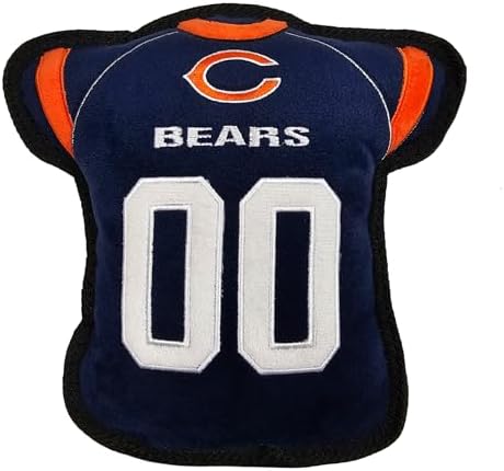 The 1st Ever Tough but Smooth Dog NFL Chicago Bears Football Jersey Tough Pet A Premium Quality Doggie with Built-in Squeaker. Sports Fans Favorite Chew