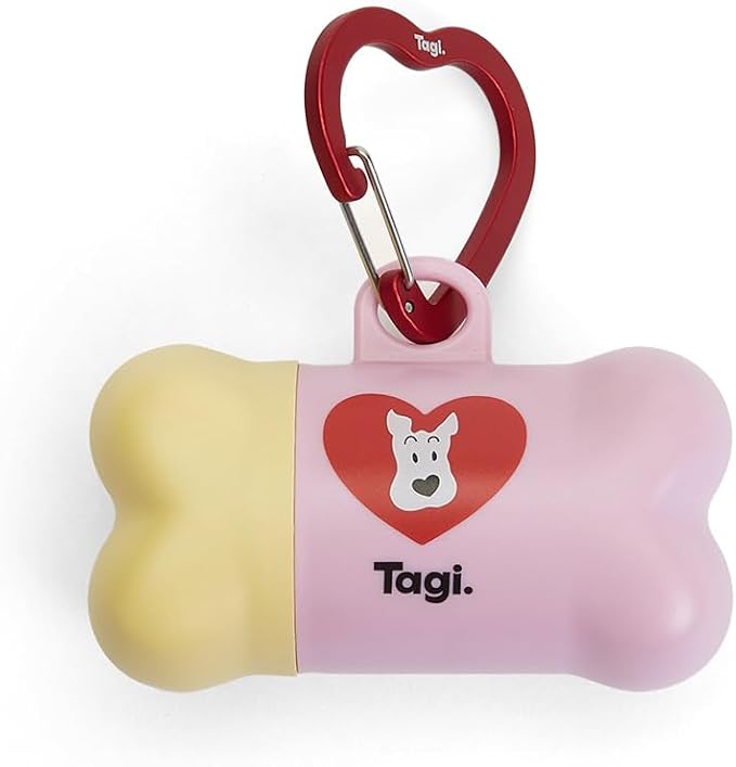 Tagi. The Fruits of Love Dog Poop Bag Rolls with Dispenser, Portable Pet Waste Bags for Dog Walking, Leak Proof and Extra Thick, 1 Berry Poop Bag Holder and 8 Roll Bags