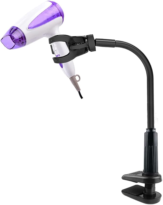 Dog Hair Dryer Stand, Pet Grooming Table Hair Dryer Holder, Hands Free Blow Dryer Holder, 360 Degrees Rotatable Lazy Hair Dryer Stand with Adjustable Clamp Mount for Dog Cat Grooming