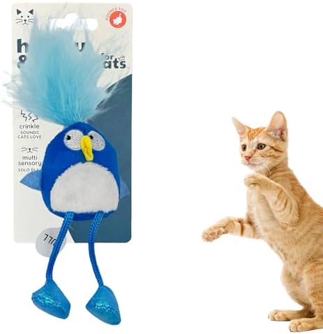 Huxley & Kent Chirpy Interactive Catnip Cat Toy, Bluebird | Touch Activated Chirp Chip with Auto Shut Off, Catnip & Crinkle, Dangly Motion, Soft Plush for Indoor Play