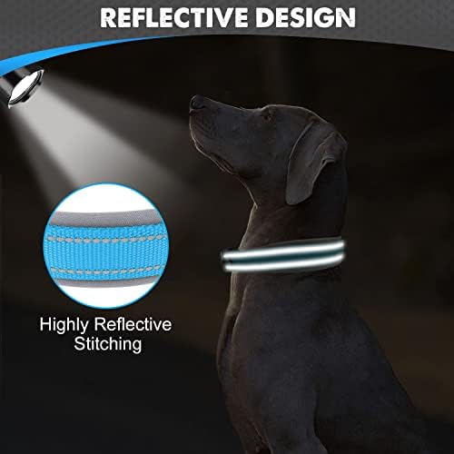 Joytale Reflective Dog Collar for Large Dogs with Wide Padding, Sky Blue