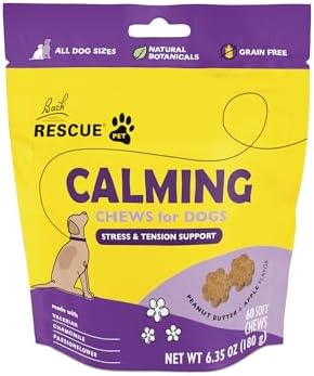 RESCUE® Pet Calming Chews for Dogs, Peanut Butter & Apple - 60 Soft Chews - Stress & Tension Support - for All Breeds 8+ Weeks Old