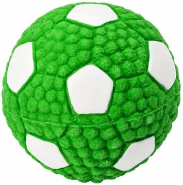 Squeaky Chew Dog Toys Interactive Sports Balls with Squeaker Soft Latex Rubber Bouncy Fetch Ball Toy (Soccer, Volleyball, Football, Tennis) for Puppy & Dog (Soccer-Green,Large)