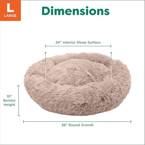 Furhaven Calming Donut Dog Bed, 36", Large, Taupe