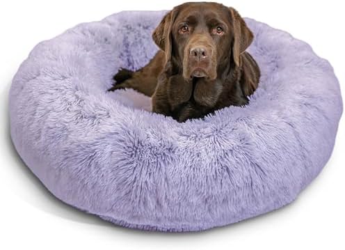 Best Friends by Sheri Calming Donut Dog Bed, Large, Lavender, 36"x36"