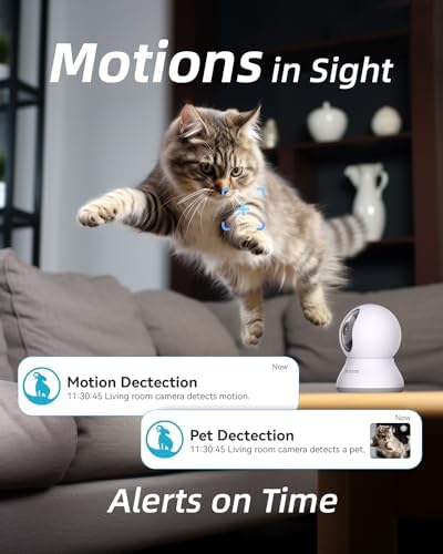 blurams Pet Camera 2K, Dog Camera with Phone App, 360° PTZ Indoor Cameras for Home Security Indoor, Color Night Vision, 2-Way Talk, Motion Detection&Tracking, Cloud&SD
