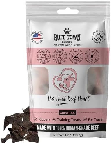 Dehydrated Beef Heart Dog Treats - Single Ingredient, 4oz