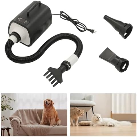 Pet Hair Dryer 2100W Adjustable Speed Temperature Touch Control | Pure copper motor – 2100W – Adjustable speed/temperature – 6.56ft air tube – LED touch control