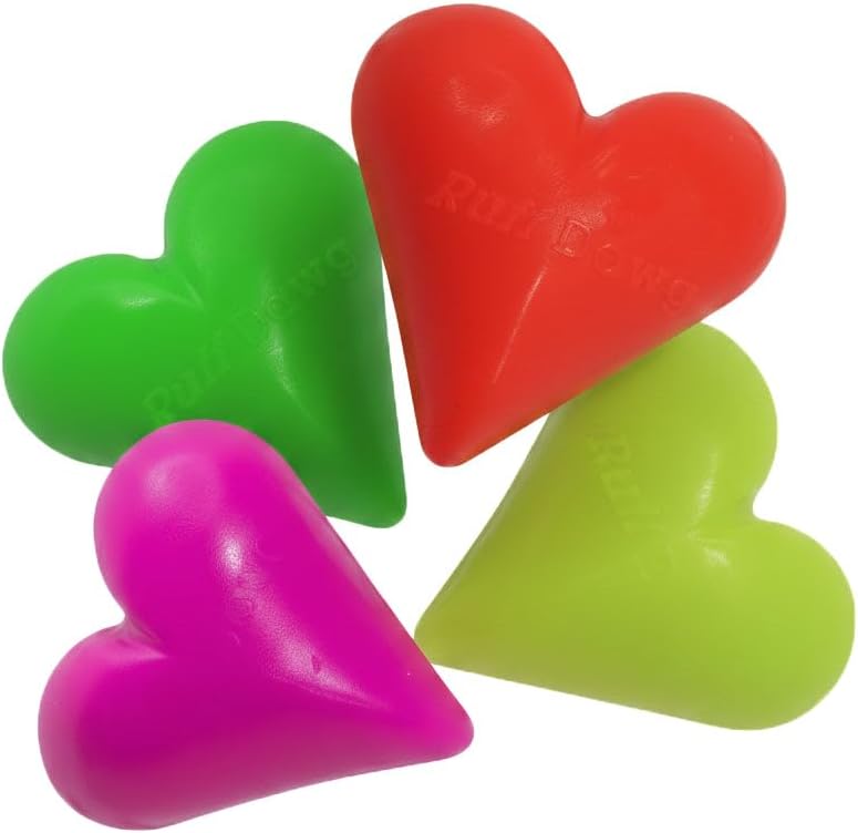 Ruff Dawg Indestructible Dawg-Hart (Heart) XL 4” – Heavy-Duty Solid Rubber Dog Fetch Toy for Dogs 40 lbs & Up – Floats & Crazy Bounce – Made in USA – Assorted Neon Colors