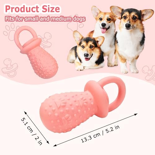 Latex Chew Dog Toys, Novelty Squeaky Pacifier Dog Toys, 5.2" Durable Pacifier Dog Chew Toys for Small and Medium Dogs(Pink,1Pcs)