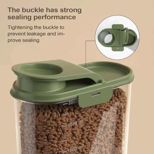 Dog Food Storage Container Anti-Moisture Dust-Proof Grain Dispenser, Green