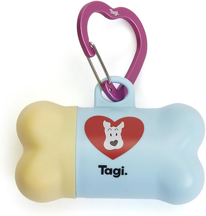 Tagi. The Fruits of Love Dog Poop Bag Rolls with Dispenser, Portable Pet Waste Bags for Dog Walking, Leak Proof and Extra Thick, 1 Seasalt Poop Bag Holder and 8 Roll Bags