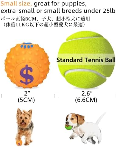 SCHITEC Squeaky Puppy Toys, 2'' Interactive Latex Squeak Dog Ball Toy, [4 Pack] Soft Rubber Bouncing Fetch Play Pet Balls for Mini Breed Small Dogs Puppies | Squeak Dog Toy, Soft Rubber Spiky Ball, 2” Mini Size, Built-in Squeaker, Bouncing Texture, Int...