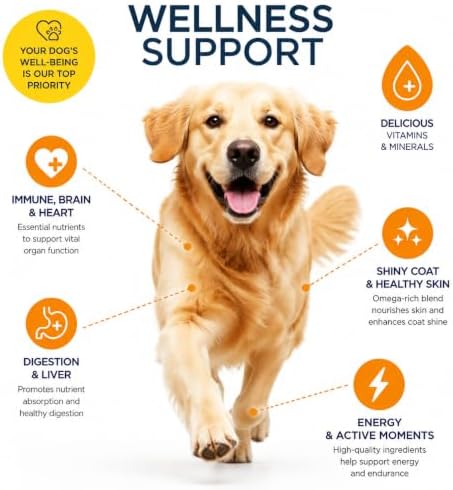 Dog Multivitamin Chewable, 150 Chews, 25-in-1 with Glucosamine, Probiotics, Omega 3, Hip and Joint, Skin and Coat, Immune Support, for Senior and Puppy