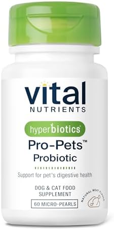 Vital Nutrients Pro Pets Probiotics for Dogs and Cats | Dog Probiotics for Digestive Health, Gut Health, Occasional Diarrhea | Tasty Meat Flavor | Non-GMO | Hyperbiotics | 60 Micro Tablets