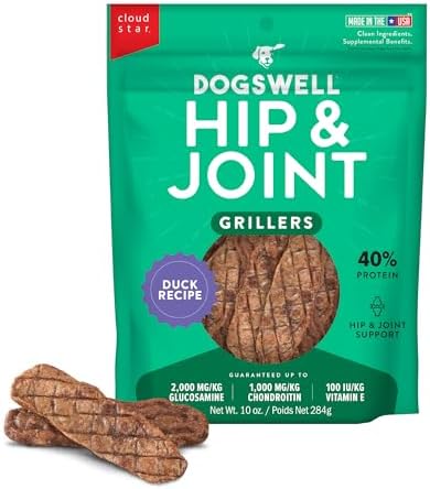 DOGSWELL Hip & Joint Grillers Dog Treats, Duck, 10 oz. Pouch