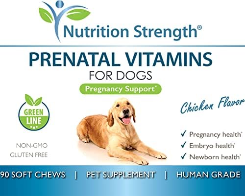 Prenatal Vitamins for Dogs to Support Development of Healthy Puppies, Promote Milk Production, with Folic Acid, Iron, Zinc, Iodine, B Vitamins for Pregnant Dogs, 90 Soft Chews