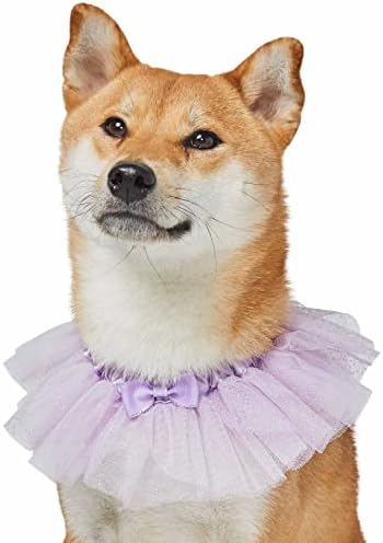 Blueberry Pet My Little Princess Adjustable Breakaway Dog Collar with Embroidered Mesh and Bowtie, Lavender, Medium