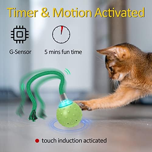 umosis Interactive Cat Toys for Bored Indoor Adult Cats, Automatic Fast Move On Carpet, Bird Chirping & Motion Activated Cat Ball
