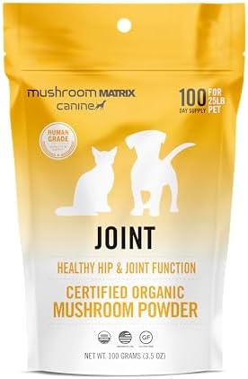 Om Mushroom Matrix Pet - Canine | Joint & Hip Function | USA Grown Human-Grade Organic Mushroom Powder Pet Supplement | Promotes Resilient Bones & Joints for Dogs & Cats | 100 Grams, 3.5 oz