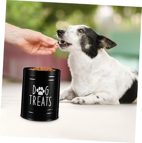 STOBAZA Metal Dog Food Storage Container with Airtight Lid Compact Pet Food Organizer for, iron, Black
