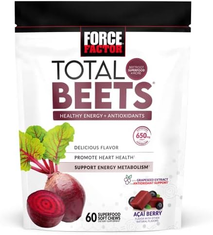 Force Factor Amazing Ashwa for Stress Relief + Better Turmeric Joint Support + Total Beets Heart-Healthy Energy Soft Chews (60 Chews Each)