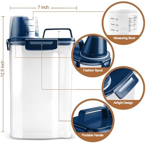 TIOVERY Upgraded Dog Food Storage Container Small, Small, Blue