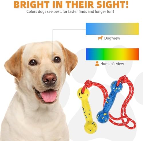 KOOLTAIL Floating Dog Pool Toy Bumpers with Rope, 2-Pack, Yellow & Blue