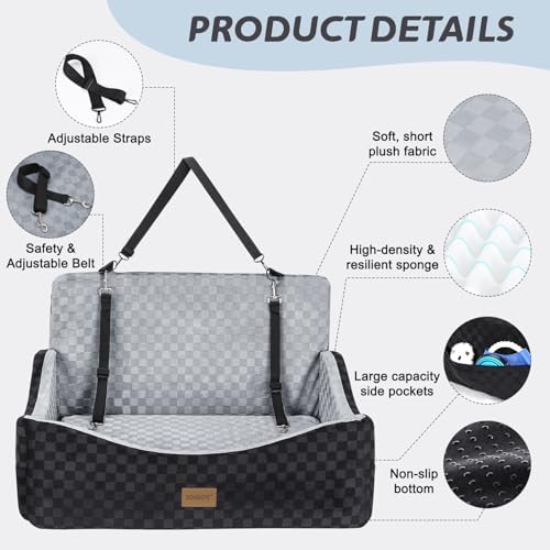 JOEJOY Dog Car Seat for Medium/Large Dogs - Grey, Reversible, up to 55lbs
