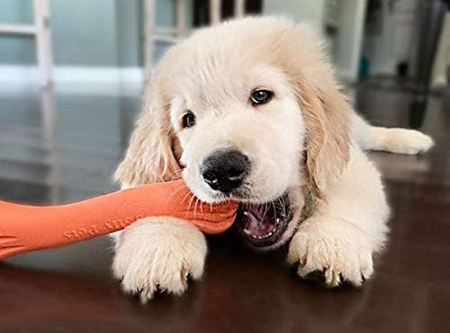 Jolly Pets Flex-N-Chew Jolly Bone Dog Toy, 9 in, Large, Orange | Ultra-tough 9-inch stuffable chew bone for large dogs - floats and holds treats