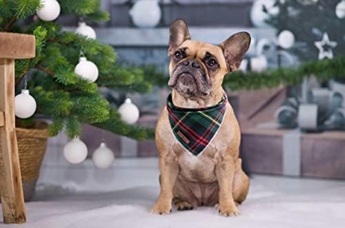 Lionet Paws Christmas Dog Bandana Washable Cotton Handkerchief Scarf Triangle Green Bandanas for Small, Small (Pack of 1), Small, Green