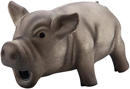 Dog Chew Toy Cute Pig Grunting Squeak Latex Dog Puppy Toy(Black)