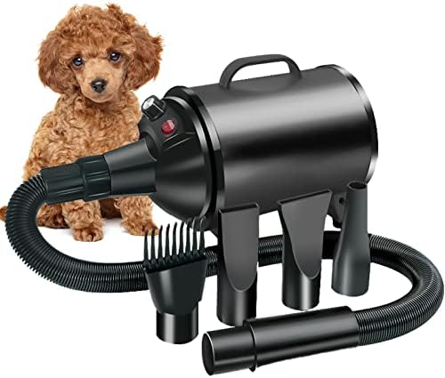 Dog Hair Dryer,3.3HP/2400W High Velocity Professional Dog Pet Grooming Hair Vacuum,Temperature Adjustable Dryer Blower Grooming for Dogs Cats (Black)