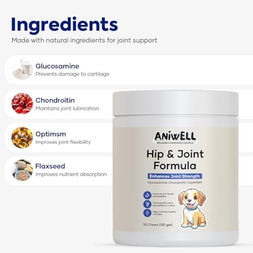 Hip and Joint Supplement for Dogs with Glucosamine Chondroitin MSM and Ashwagandha | Dog Joint Supplement Soft Chews for Mobility and Cartilage Support | Pack of 2