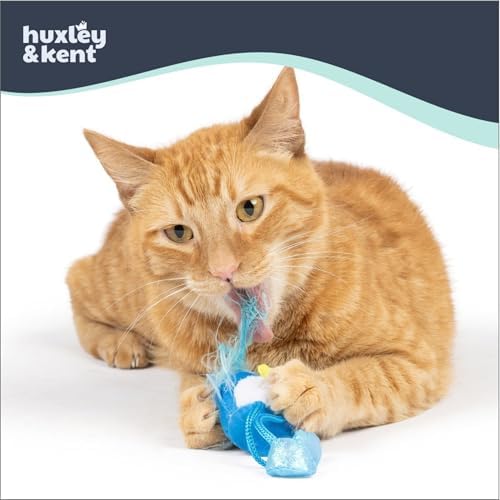 Huxley & Kent Chirpy Interactive Catnip Cat Toy, Bluebird | Touch Activated Chirp Chip with Auto Shut Off, Catnip & Crinkle, Dangly Motion, Soft Plush for Indoor Play