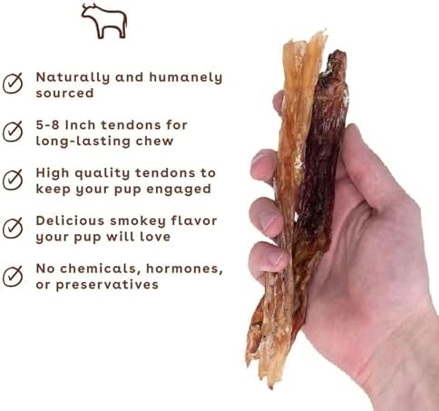 Pupford Beef Tendons for Dogs & Puppies, Teething Chew (Standard, 4 Count)