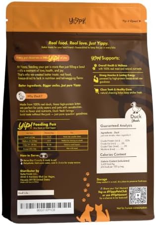 Freeze-Dried Duck Treats for Dogs & Cats — Single Ingredient, 100% Duck, Grain-Free High-Protein Treat & Food Topper, 4.23 oz (120g)