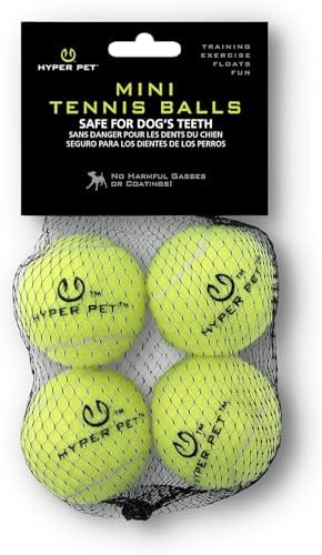 Hyper Pet Mini Extra Small Tennis Balls for Dogs, 1.75 Inch, 4 Pack, Green | Safe interactive playthings for exercise and training, works with the K9 Kannon launcher, keeps little pups active daily