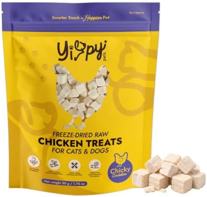 Freeze-Dried Raw Chicken Treats for Dogs and Cats — Single Ingredient, Grain Free, High Protein Training Treat and Meal Topper 1.76 oz (50g)