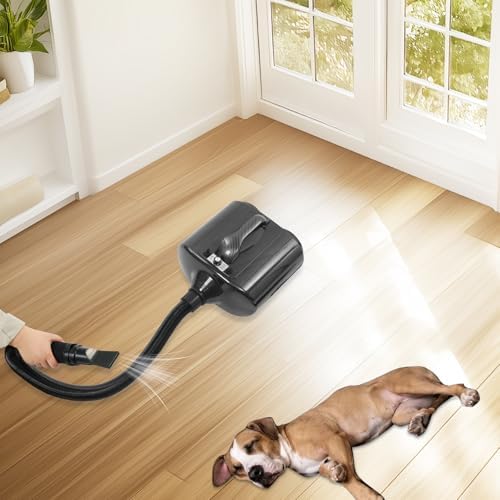 Pet Grooming Hair Dryer, Dual Motor Pet Hair Dryer with Adjustable Heat, Dog Dryer High Velocity, High-Speed Grooming Blower for Dogs & Cats, Low-Noise Portable for Home Use, Black