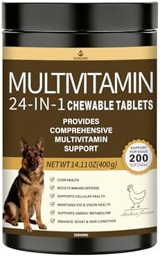 All-in-One Dog Multivitamin Chews 200Ct – with Salmon Oil, Turmeric & Probiotics for Joint, Immune & Skin Support, Vet-Approved Natural Chicken Flavor Soft Chews for All Breeds & Ages