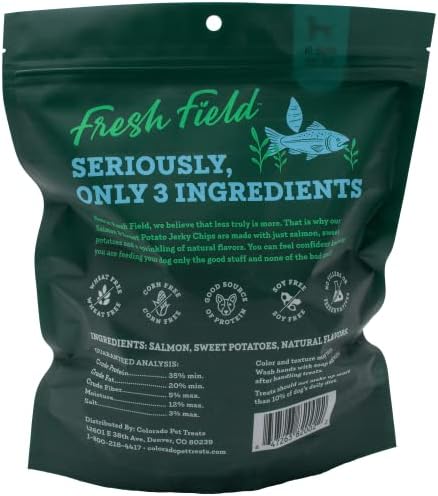 Fresh Field Salmon & Sweet Potato Jerky Chips, 14 oz – All-Natural Dog Treats, USA Made, Omega-3 Rich, Supports Health (Pack of 2)