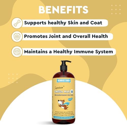 WONDER PAWS Melatonin Superhero Drops Plus Omega Max Fish Oil - for Dog’s Relaxation, Skin and Joint Care & Immune Support – Melatonin 2 Ounces - Omega Max 16 Ounces
