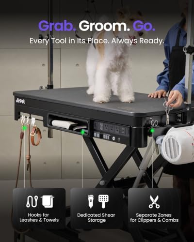 JirPet Dog Grooming Table for Large Dog, Electric Lift with Memory Function