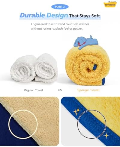 PETHROOM Ultra Absorbent Pet Towel | Quick-Drying, Soft Microfiber Dog & Cat Bath Towel | Lightweight, Durable, Fast Water-Soaking | Ideal for All Breeds (Medium) 15.7" x 31.5" (Pack of 2)