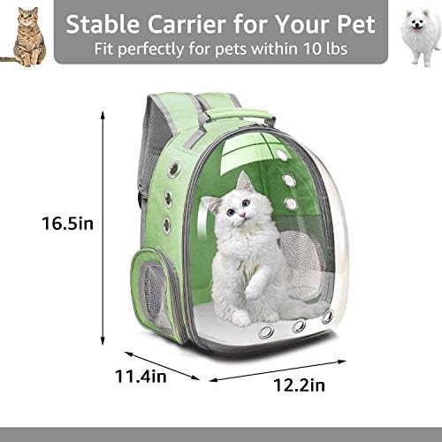 Henkelion Travel Backpack Bubble Carrying Bag, Space Capsule Pet Carrier, Airline Approved, Green